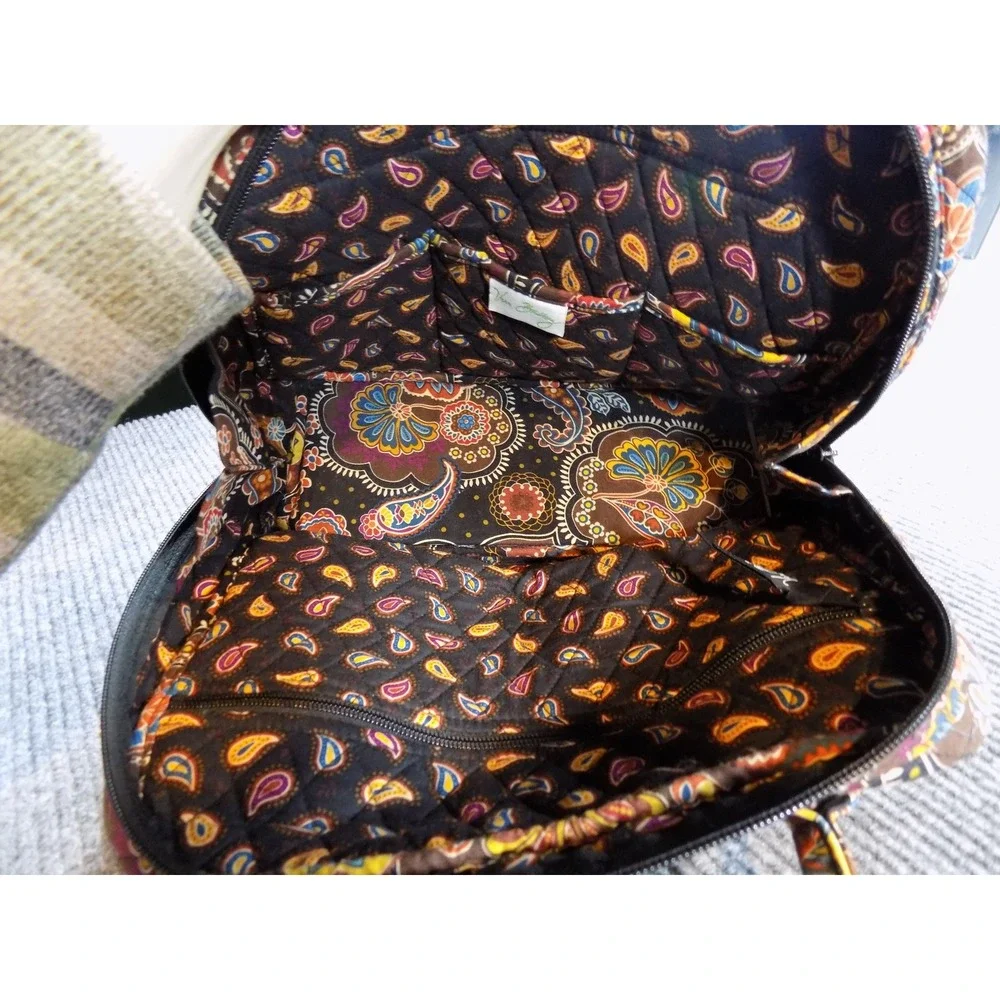 Vera Bradley Kensington Bowler Bag Blue Paisley Quilted Cotton Satchel Handbag